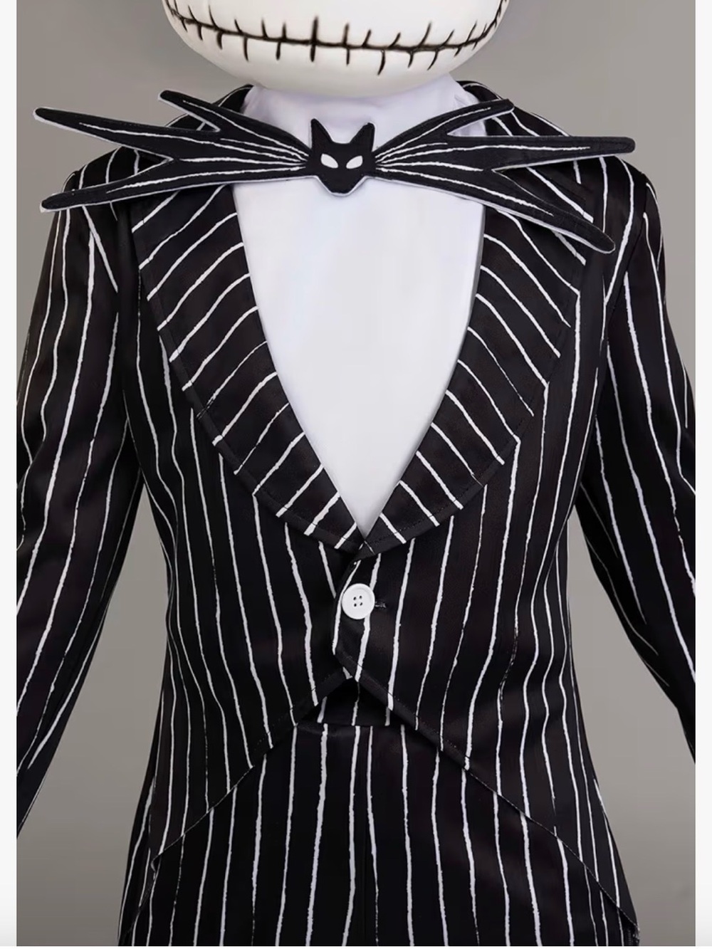 Jack Skeleton Black & White Pinstripe Jacket with Bat Bow Tie